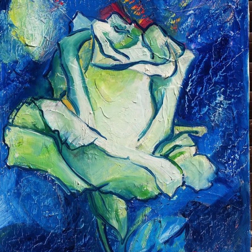 White Rose oil, canvas.