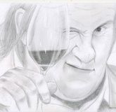 Russian (Gérard Depardieu) paper, pencil