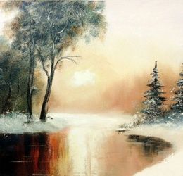 Winter day, oil, canvas