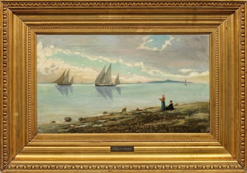 "Характерная черта датской школы живописи: береговой пейзаж с парусными кораблями"