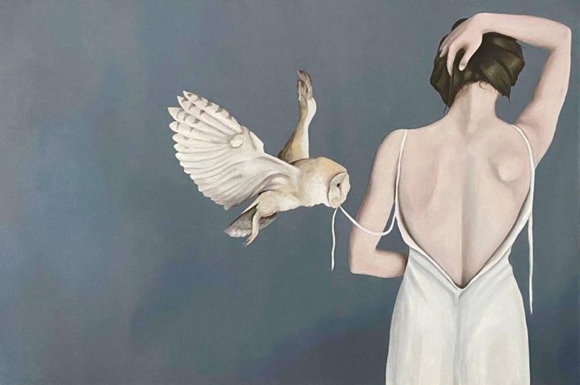 Girl with an owl. oil, canvas