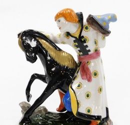 A Russian porcelain figure, of Ivan The Fool and Humped Back Horse, a Soviet porcelain F16 State Fac
