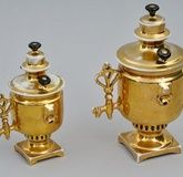 TWO RUSSIAN PORCELAIN SAMOVAR CUPS BY KUZNETSOV FACTORY, C. 1900S