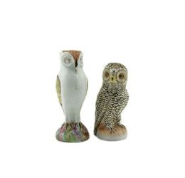 Lot of 2 Russian Owl Formed Porcelain Casters