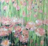 Asters bloom on canvas, acrylic.