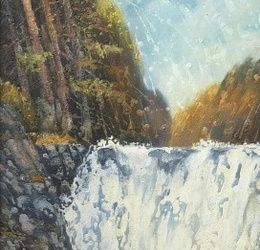 Waterfall, oil on canvas