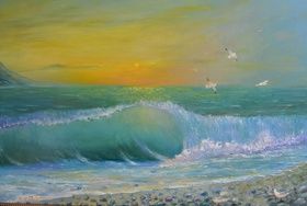 Evening wave canvas oil