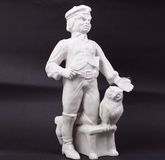 Russian biscuit porcelain figure of a man with an owl. Biscuit porcelain, I.E. K