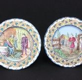 19th c. Kuznetsov pair of porcelain plates 19th c. Kuznetsov pair of porcelain plates depicting