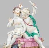 Rare Meissen figurine group as an allegory of music