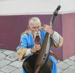 Glory to Ukraine, oil painting on cardboard.
