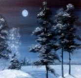 Moonlit night, oil on canvas