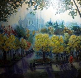 In the park, canvas on cardboard, 35*50, oil.
