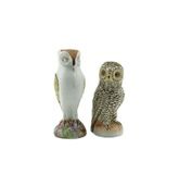 Lot of 2 Russian Owl Formed Porcelain Casters