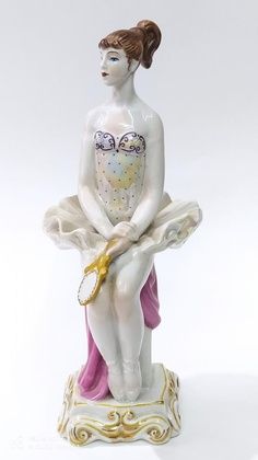 Porcelain sculpture Ballerina with Mirror Kiev USSR h - 28 cm