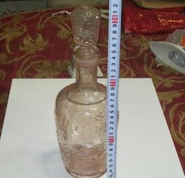 Soviet glass wine jug with a cork stopper.