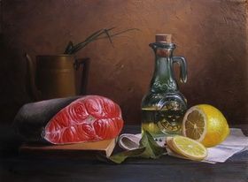 Still life with red fish canvas/oil