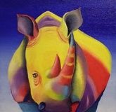 Rhino canvas, oil.