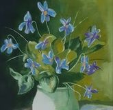 Blue flowers oil, canvas.