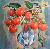 Bouquet of tomatoes canvas, acrylic, tempera