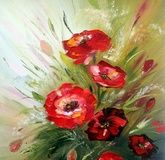 Shining poppies, oil on canvas