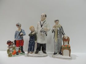 Porcelain Composition Heroes of Soviet Films Height 18 25 22 cm Three pieces Without Chips and Cracks