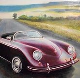 Retro car Porsche 356 oil, canvas)