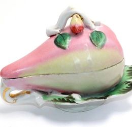 Antique Russian Porcelain Pear Box