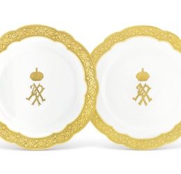 TWO PORCELAIN PLATES FROM THE SERVICE OF GRAND DUKE PAUL ALEXANDROVICH
