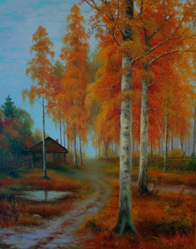 Autumn blues, canvas oil