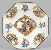 Meissen decorative plate with Watteau decor