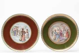 Русские фарфоровые тарелки от Кузнецовской фабрики, XIX век