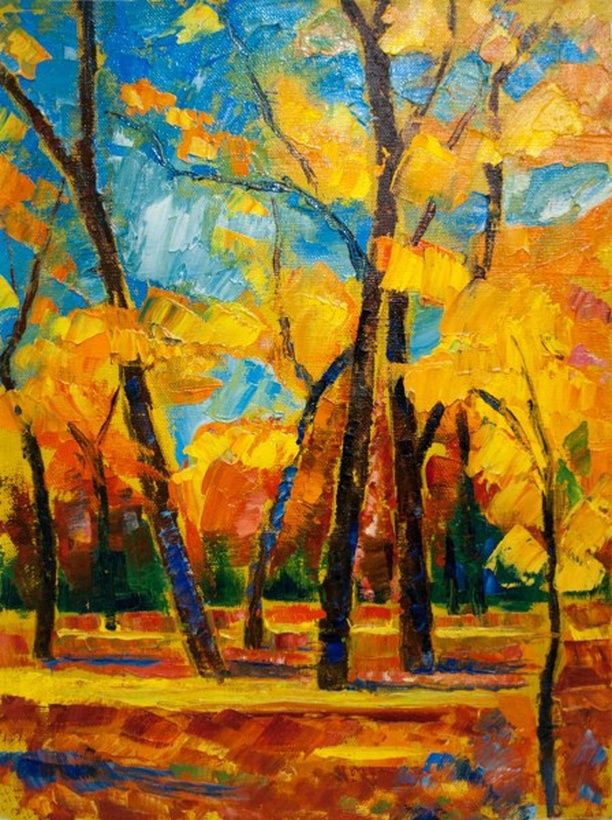 Golden autumn oil, canvas
