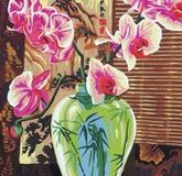 Vase with orchids canvas