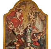 Majestic altar painting with Saint George: the fusion of scenes, elevation in Paradise.