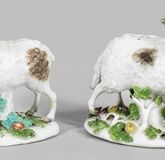 Pair of Meissen animal figurines "Sheep"