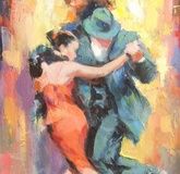 Dancing couple, oil on canvas.