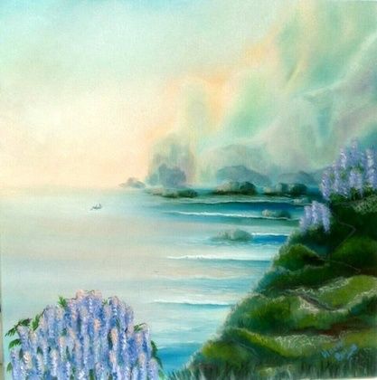"When wisteria blooms. canvas/oil"