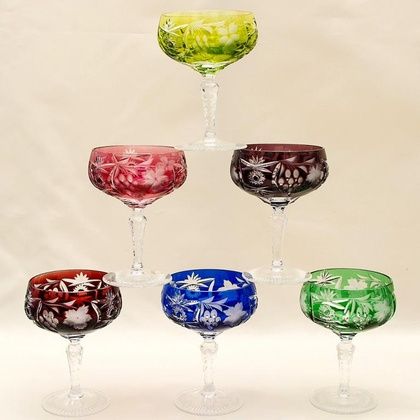 Six Wine Glasses made of Colorful Crystal "Grape"