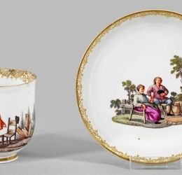 Decorative cup with Teniers scenes