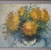 Chrysanthemums oil, canvas