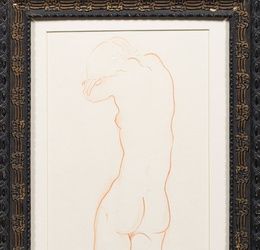 "The female naked back in artificial transience: strong contour lines reminiscent of the expressive drawings of André Derain."