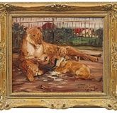 "Lioness with cubs: original art"