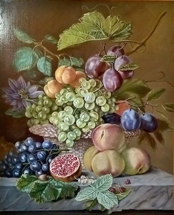 Fruit still life canvas, oil.