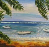 "Before surfing, in Fiji, acrylic, canvas."