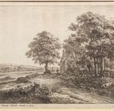 "Large Linden Tree in front of the hotel: an original engraving by Antonius Waterloo"