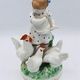 Porcelain Russian figure of a young girl feeding chickens by Dulevo - 1959