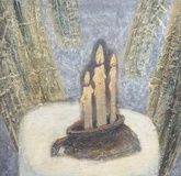 Candles on the snow, oil, canvas
