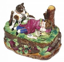 A Porcelain Figural Covered Box