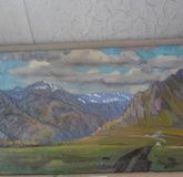 August in the Altai Mountains, cardboard, oil.